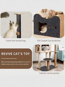 1Pc Self Adhesive Cat Scratching Pad Mat Carpet Couch Furniture Protector Pet Scratch Toy Cat Scratch Trainer Self Stick Scratch Board For Home Living Room Sofa Protection Must Have For Cat - multicolor - View 7