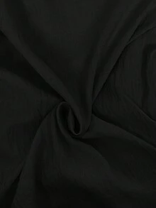 Firerie Wrinkled Collar Asymmetrical Sleeve Side Ruched Cinched Waist Commuter Apricot Bamboo Fiber Linen Blouse For Women, All Season,Summer Top - Black - View 8