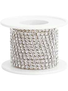 1 pieza Cadena de decoración con diamantes de imitación de alta calidad, cinta con cuentas de cristal para hacer joyas, accesorios para el cabello, scrapbooking, decoración de bodas, fiestas, manualidades y costura - Diamantes de imitación - Ver 2
