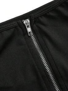 SHEIN Plus Size Fashionable Pioneer Zipper Knit Jumpsuit - Black - View 9