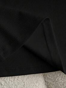 Franclia Bộ đồ 2 trong 1 gồm áo thun ôm sát bằng vải chiffon xếp ly thanh lịch dành cho thành thị, kết hợp với quần ống rộng kẻ sọc màu xám, thích hợp cho mùa xuân hè, dành cho nữ. - màu đen - Xem 3