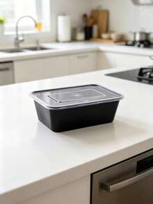 30 hộp đựng thức ăn có nắp đậy dùng một lần, hộp cơm trưa bằng nhựa hình chữ nhật, hộp đựng đồ dùng nhà bếp thương mại, thích hợp cho dã ngoại, nhà hàng, đồ ăn mang đi, dụng cụ nhà bếp và mùa tựu trường. - màu đen - Xem 5