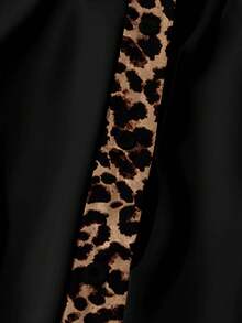 Plus Size Women Leopard Print Contrast Color Casual Shirt - Multicolor - View 5