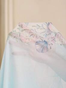 Anewsta Áo hai dây dáng ôm, mỏng nhẹ, in hình sao biển và vỏ sò, màu xanh nhạt, phong cách biển cả tươi mát mùa hè. - Màu xanh lam - Xem 8