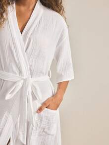 Ocili Áo choàng mặc nhà tay ngắn màu trắng dành cho nữ. - trắng - Xem 3