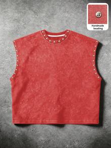 Manfinity EMRG Áo tank top nam màu đỏ dáng rộng, phong cách đường phố - Đỏ - Xem 4