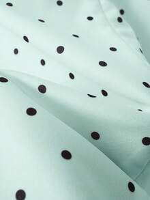 SHEIN LUNE Damen elegantes französischer Stil Polka Punkt Rüschen Kragen Taille Schleife Minimalistische romantische Lässig Kurzarm Kleid, Frühling/Sommer - Minzgrün - Übersicht 8