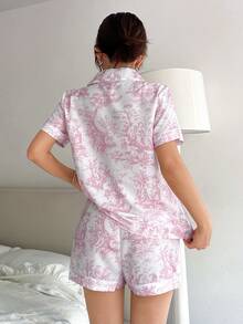 Napfluff 印花翻领短袖短裤睡衣套装 - 淺粉色 - 查看 2