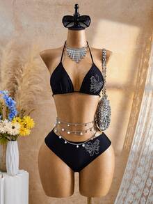 Bellisia Bộ đồ bơi nữ 2026SS màu đen YK2 Millennium Retro lấp lánh hình bướm đính đá dễ thương ngọt ngào dành cho kỳ nghỉ biển. - Nhiều màu - Xem 4