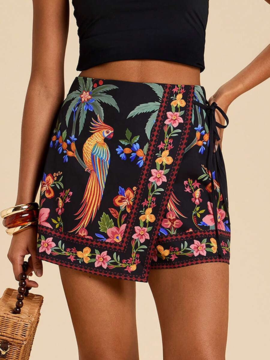 SHEIN TRVLCHIC Quần short dệt in họa tiết dành cho nữ, thích hợp cho kỳ nghỉ xuân/hè. - Nhiều màu - Xem 1
