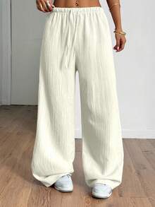 StreetHx Petite Women's Summer Textured Straight Leg Pants - Apricot - View 3