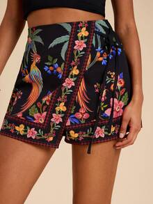 SHEIN TRVLCHIC Quần short dệt in họa tiết dành cho nữ, thích hợp cho kỳ nghỉ xuân/hè. - Nhiều màu - Xem 6