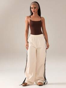 SHEIN BAE Women's Casual Solid Color Jumpsuit - Coffee Brown - View 3