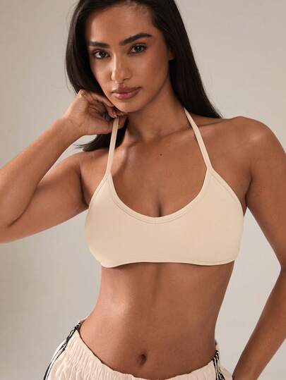 SHEIN BAE Áo tank top thể thao dệt kim co giãn màu trơn dành cho nữ mùa hè