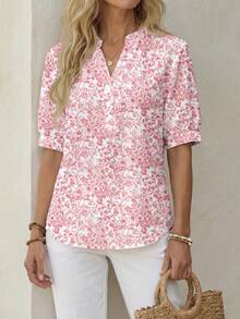 EMERY ROSE Áo kiểu nữ dáng rộng, tối giản, phong cách bohemian, thanh lịch, cổ điển, in hoa màu xanh ô liu, thích hợp cho các lễ hội âm nhạc, đi biển và kỳ nghỉ hè. - Nhiều màu - Xem 6