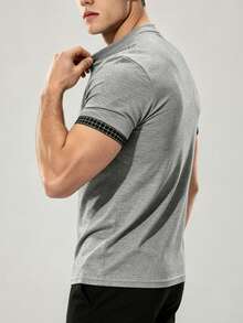 Manfinity 男士撞色滚边圆领休闲短袖T恤，夏季 - 彩色 - 查看 3