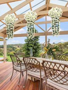 1/2PCS Artificial Hanging Fake Violet Ivy Wisteria Orchid Flowers Wall Hanging Garland Bunch Decoration Weatherproof UV Resistant For Outdoor Patio Garden Porch Wedding Home Hanging Baskets Gift Birthday Graduation Home Decor Wall Art - White - View 3