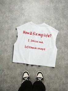 Manfinity ZONE917 男士圆领字母印花休闲百搭日常上衣 - 白色 - 查看 3