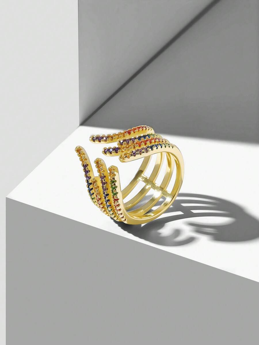 MOTF PREMIUM PRE18K 轻奢钻石壁龛个性化戒指 - 金-彩鑽 - 查看 2