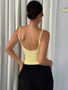 DAZY Women's Slim Fit Backless Casual Sexy Camisole Top For Summer Y2k Going Out Yellow - Light Yellow - View 3