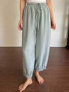 DAZY Women's Casual Solid Color Drawstring Loose Pants, Loungewear - Mint Blue - View 4