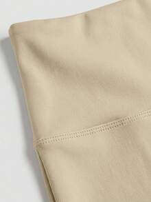 EMERY ROSE Plus Size Women 3/4 Length Pants With Pockets, Casual Sports Everyday Wear - Khaki - View 3