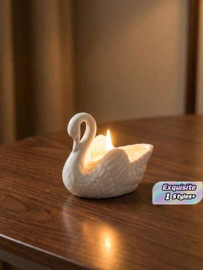 Cirelle Elegant Swan Ceramic Candlestick - Handcrafted Table Centerpiece For Weddings & Birthdays, Romantic Home Decor & Creative Gift