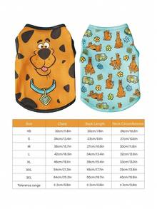 SCOOBY-DOO X PETSIN 2pcs Brown Puppy Flower & Car Print Pet Top, Ultra Soft Skin-Friendly Fabric, Breathable And Lightweight, Helps Reduce Shedding, Keeps Your Pet Cool And Comfy For Daily Wear Or Outdoor Play - Multicolor - View 4
