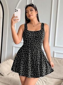 GalTyme Bộ áo liền quần họa tiết hoa nhí cỡ lớn dành cho nữ, có túi, thích hợp cho mùa hè. - Nhiều màu - Xem 6