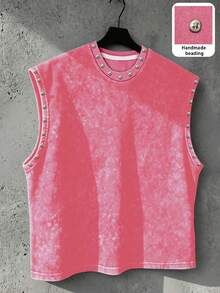 Manfinity EMRG Áo tank top nam màu hồng dáng rộng, phong cách đường phố - Hồng - Xem 2