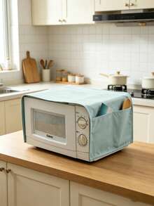 Haus Hana Waterproof Microwave Oven Cover,Dustproof Kitchen Appliance Cover,Oil-Resistant Toaster Oven Protector,Fabric Microwave Top Cover With Storage Pockets,Multi-Functional Kitchen Organizer,Stain-Resistant & Washable,Fits Most Standard Microwaves & Ovens - Multicolor - View 2