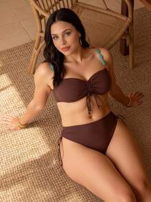 Swim Chiccia Plus Size Women Casual Bikini Set Gym Summer - Brown - View 1