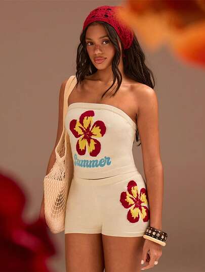 Athîral Bộ 2 món áo quây và quần short dệt jacquard dành cho nữ.