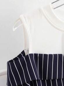 GlowEve Striped 2 In 1 Shirt Vacation Outfits For Women - Royal Blue - View 3