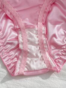 PetitDoll 女士甜美性感蝴蝶结装饰蕾丝拼接文胸内裤套装 - 粉色 - 查看 5