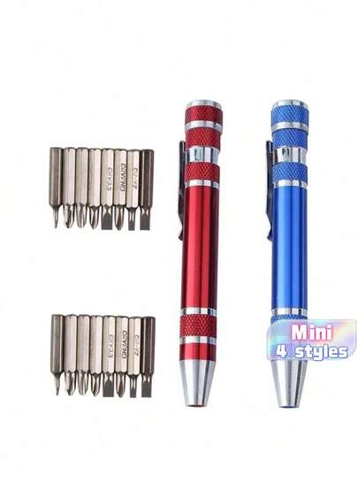 8pcs/Set Mini Aluminum Alloy Screwdriver, Creative Multipurpose Portable Replaceable Screwdriver Kit, Repair Tool, Tools For Men