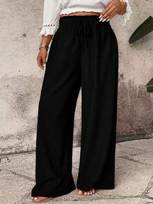 SHEIN Holidaya Quần đen thời trang, dễ phối đồ. - màu đen - Xem 3