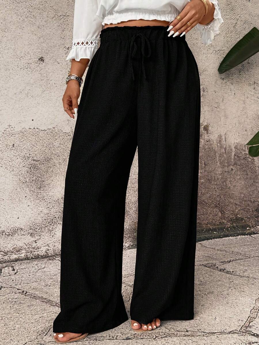 SHEIN Holidaya Quần đen thời trang, dễ phối đồ. - màu đen - Xem 1