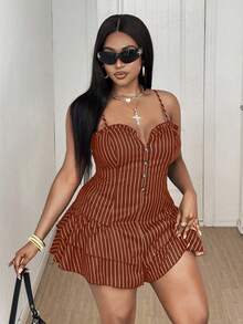 Maweii Plus Size Sexy Off-The-Shoulder Backless Jumpsuit - Rust Brown - View 5