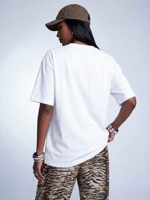 Elaire White Round Neck Casual Basic Short Sleeve T-Shirt, Suitable For Spring To Summer Holiday Golf - White - View 2