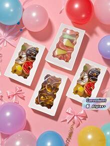 SHEIN 20 PIEZAS/10 PIEZAS/1 PIEZA Caja de pastel con ventana, caja de galletas con ventana, caja de pan, caja de pastel, caja de pretzels, adecuada para boda, baby shower, fiesta, Navidad - Multicolor - Ver 9