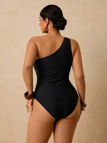 SHEIN TRVLCHIC Áo tắm liền thân cỡ lớn, màu trơn, khoét lỗ, buộc dây. - Nhiều màu - Xem 2