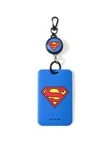 SUPERMAN X SHEIN 1个卡通Logo印花卡套，带伸缩扣，可作卡套、证件套，适合学校、通勤、办公场合，男女学生均可使用，可装2张卡片，正义联盟图案 - 超人 - 查看 7