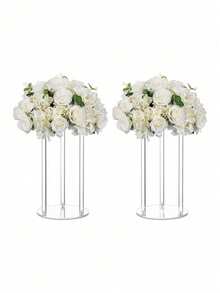 Soporte de flores de acrílico para boda, decoración de escenario transparente, decoración de pasillo de mesa de fiesta - transparente - Ver 2