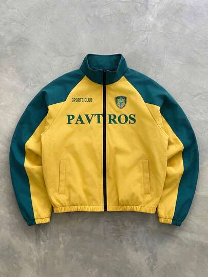 PAVTROS Men's Contrast Color Print Long Sleeve Jacket Coat
