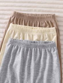 6pcs/Set Newborn Baby Boys/Girls Solid Color Soft Knit Round Neck Long Sleeve Top And Elastic Waist Pants Set, Comfortable Soft Fabric - Multicolor - View 5
