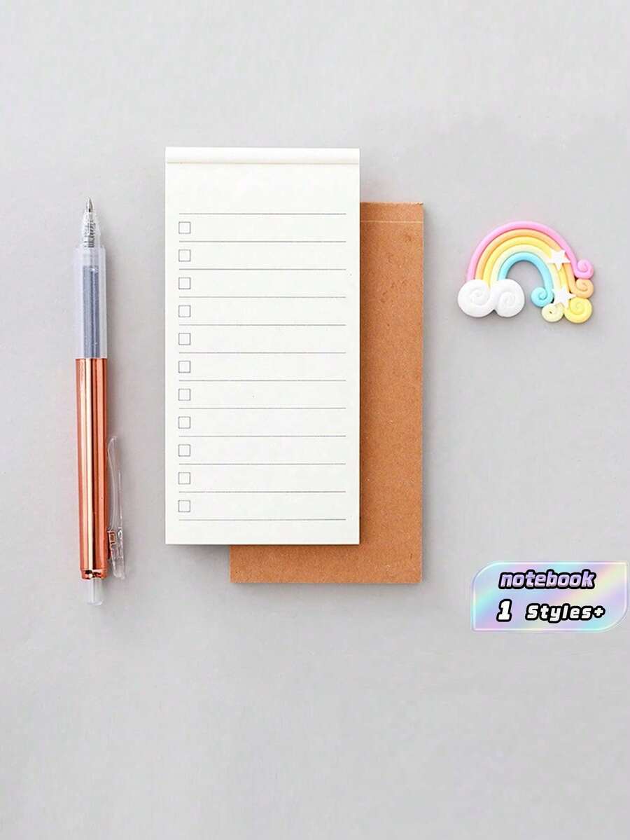 SHEIN A7 Simple Kraft Paper Long Horizontal Line Note Notebook - Brown - View 1