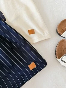 SHEIN 2件套儿童男童夏季街头风小熊图案短袖T恤和条纹松紧腰短裤套装 - 彩色 - 查看 7