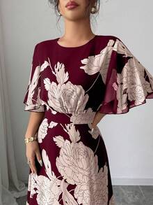 Modelyn Đầm maxi chiffon dáng suông, cổ tròn, tay bồng, bèo nhún, thanh lịch dành cho nữ, thích hợp cho mùa xuân/hè. - Nhiều màu - Xem 5