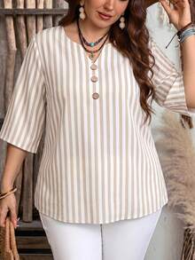 EMERY ROSE Phong cách giản dị, tối giản, bohemian, thanh lịch, lãng mạn, retro với họa tiết sọc, phù hợp cho các lễ hội âm nhạc, trang phục đi biển, trang phục nghỉ mát, trang phục mùa hè cho nữ, áo kiểu nữ. - Nhiều màu - Xem 3